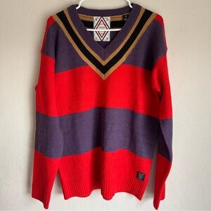 Scotch & Soda Red and Purple Striped Sweater